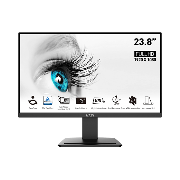 MSI Monitor Business PRO MP2412 23,8" FHD, 1920x1080, IPS, 100Hz, 4000:1 CR, 300cd/m2, 1ms, HDMI,  DP, Black
