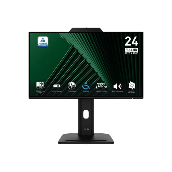 MSI Monitor Business PRO MP242PMG 23,8" FHD 1920x1080, IPS, 16:9, 120Hz, 1500:1, 1ms, DP, HDMI, VGA, Webcam, Black