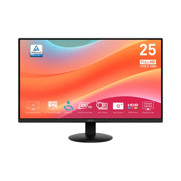 MSI Monitor Business PRO MP252L 24,5" FHD, 1920x1080, IPS, 100Hz, 1300:1 CR, 300cd/m2, 1ms, HDMI, DP, Black - Image 2