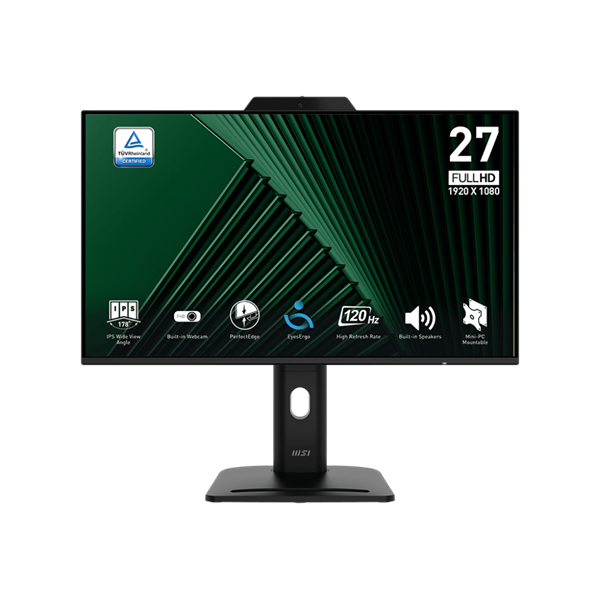 MSI_Monitor_Business_PRO_MP272PMG_27_FHD_1920x1080_IPS_169_120Hz_15001_1ms_DP_HDMI_VGA_Webcam_Black-i1681001.png MSI Monitor Business PRO MP272PMG 27" FHD 1920x1080, IPS, 16:9, 120Hz, 1500:1, 1ms, DP, HDMI, VGA, Webcam, Black - Image 1