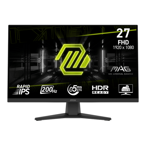 MSI Monitor GAMING MAG 272F 27" FHD 1920x1080, Rapid IPS 200Hz, 16:9, 1000:1, 0,5ms, HDMI, DP, Black - Image 1