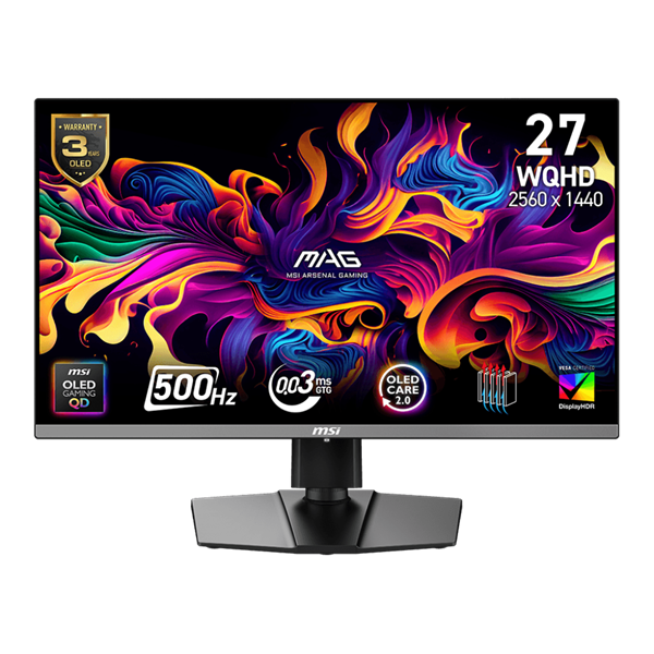 MSI_Monitor_GAMING_MAG_272QP_QD-OLED_X50_265_WQHD_2560x1440_500Hz_1500001_CR_250cdm2_003ms_2x_HDMI_DP_USB-C-i1609783.png MSI Monitor GAMING MAG 272QP QD-OLED X50 26,5" WQHD 2560x1440, 500Hz, 150000:1 CR, 250cd/m2, 0,03ms, 2x HDMI, DP, USB-C - Image 1