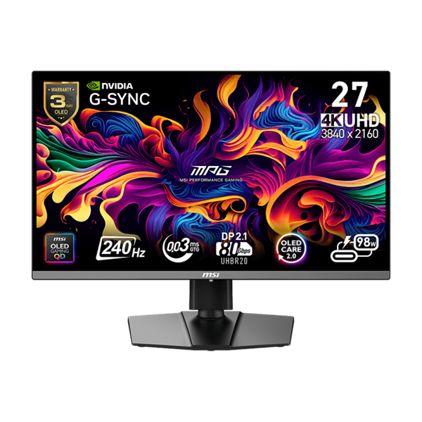 MSI_Monitor_GAMING_MPG_272URX_QD-OLED_265_UHD_3840x2160_240Hz_1500001_CR_250cdm2_003ms_2x_HDMI_DP_USB-C-i1555079.png MSI Monitor GAMING MPG 272URX QD-OLED 26,5" UHD 3840x2160, 240Hz, 150000:1 CR, 250cd/m2, 0,03ms, 2x HDMI, DP, USB-C - Image 1