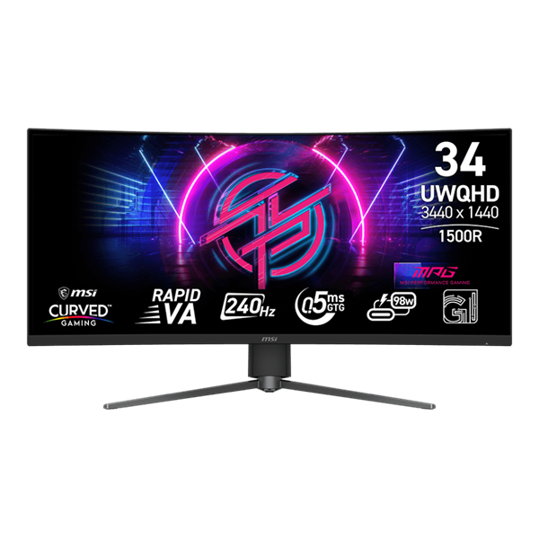 MSI Monitor GAMING MPG 346CQRF X24 Ívelt 34" UWQHD, 3440x1440, 240Hz RapidVA 21:9, 400cd/m2, 1 ms, 2x HDMI, DP, USB-C - Image 2