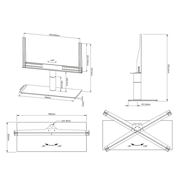 MULTIBRACKETS Forgatható asztali állvány, M VESA Tablestand Turn X-Large MAX 800x400 Black (60-75", 50 kg) - Image 20
