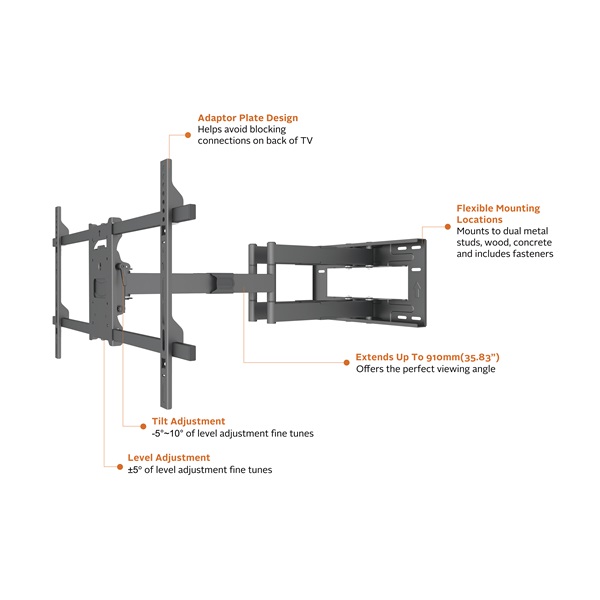 MULTIBRACKETS Fali konzol, M Universal Long Reach Arm 910mm HD, Dual (for LCD/LED panel, 50"-80", max.VESA: 800x400 mm) - Image 9