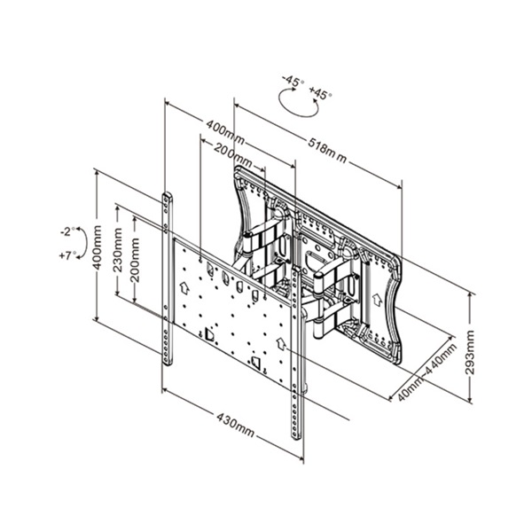 MULTIBRACKETS Fali konzol, M VESA Super Slim Tilt & Turn Plus HD (40-86", max.VESA: 400x400 mm, 65 kg) - Image 5