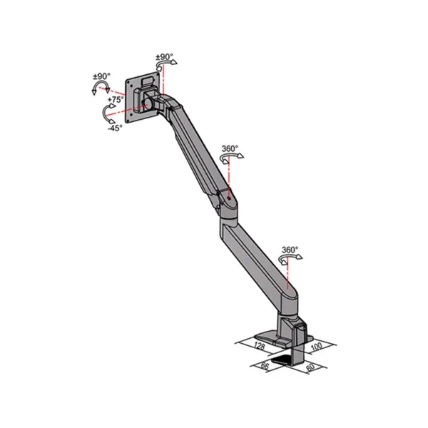 MULTIBRACKETS Gas Lift asztali konzol (2 képernyős rögzítőkar), M VESA Gas Lift Arm Single White w. Duo Crossbar (15-28" - Image 13
