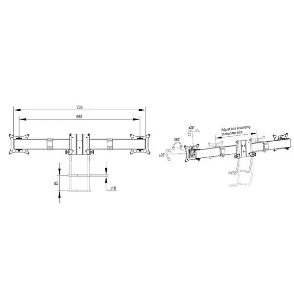 MULTIBRACKETS Gas Lift asztali konzol (2 képernyős rögzítőkar), M VESA Gas Lift Arm Single White w. Duo Crossbar (15-28" - Image 12