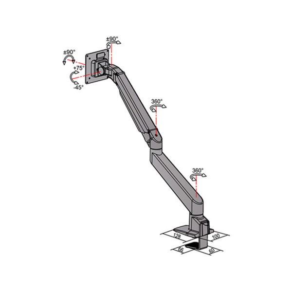 MULTIBRACKETS Asztali konzol, M VESA Gas Lift Arm Single White HD (15-34", max.VESA: 100x100 mm, 21 kg) - Image 21
