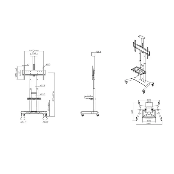 MULTIBRACKETS Gurulós padlóállvány (Polc és Kamera állvánny), 55-80" - Image 21