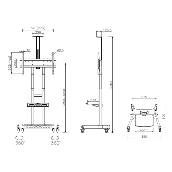 MULTIBRACKETS Gurulós padlóállvány (Polc és Kamera állvánny), 55-80" - Image 20