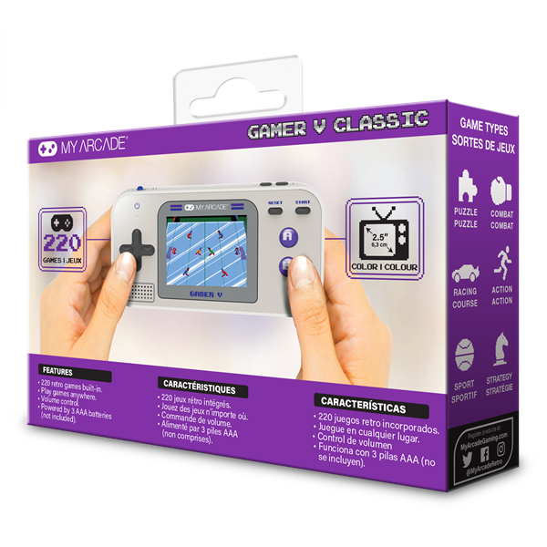 MY ARCADE Játékkonzol Gamer V Classic 220in1 Szürke  & Lila Hordozható, DGUN-3920 - Image 7