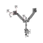 MULTIBRACKETS 2 karos asztali konzol, M VESA Gas Lift Arm Dual White (15-32", max.VESA: 100x100 mm, 10 kg) - Image 4