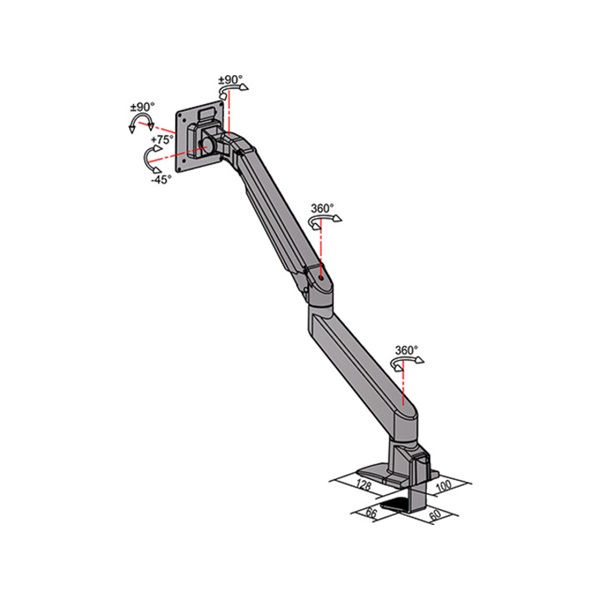 MULTIBRACKETS Asztali konzol, M VESA Gas Lift Arm Single Black HD (15-34", max.VESA: 100x100 mm, 21 kg) - Image 9