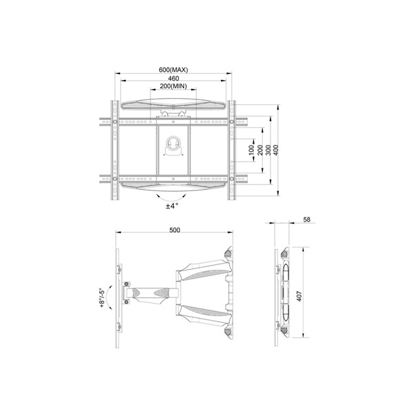 MULTIBRACKETS Fali konzol, M VESA Flexarm XL Full Motion Dual (40-85", max.VESA: 600x400 mm, 45 kg) - Image 14