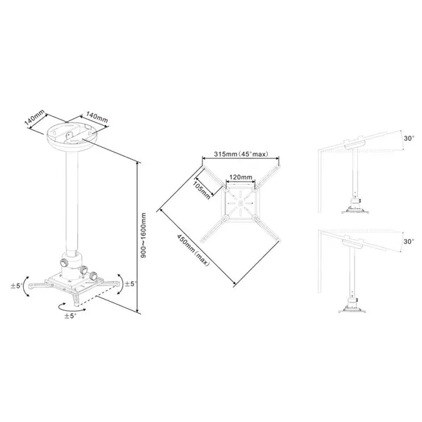 MULTIBRACKETS Mennyezeti konzol, M Universal Projector Ceiling Mount 900-1600 with Finetune - Image 5