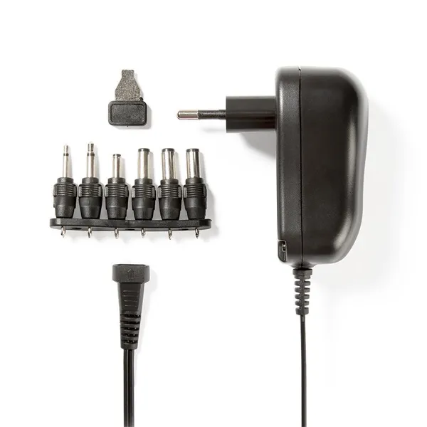 Nedis ACPA001 univerzális AC-DC tápegység, állítható 3V-12V DC 1A, 6 cserélhető táp dugó, 12W
