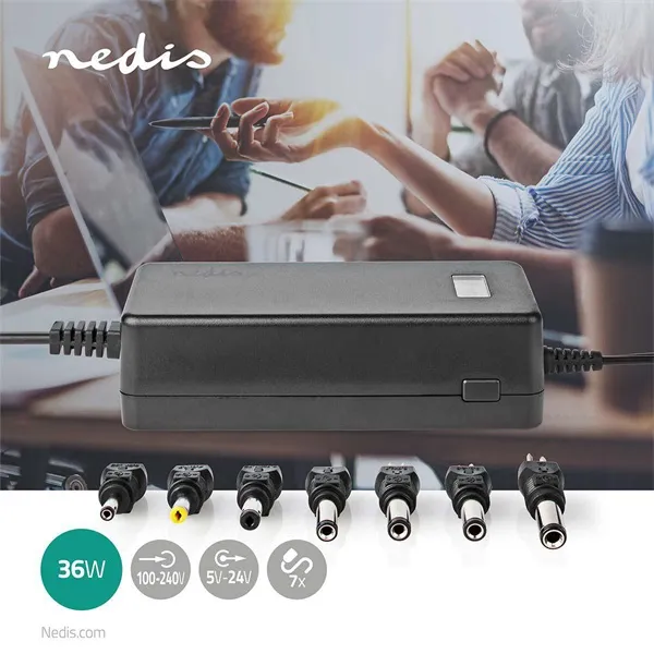Nedis ACPA105 univerzális AC-DC tápegység, 5V-24V, 36W, 7 cserélhető táp dugó - Image 2