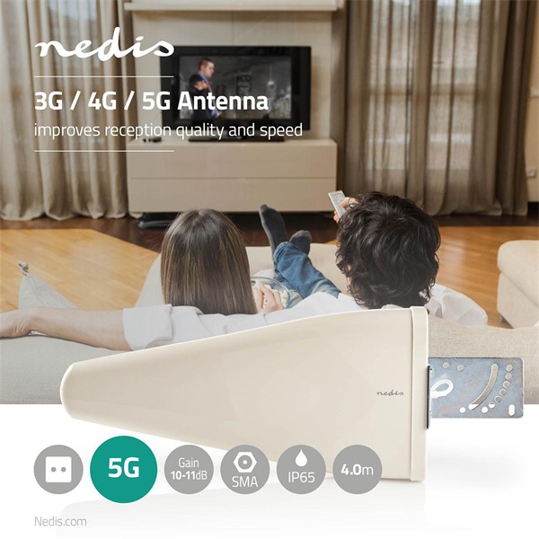 Nedis ANOR5G10WT prémium antenna, 3G / 4G / 5G, beltéri / kültéri, 698 MHz -5000 MHz, 4m, 50 Ohm, fehér - Image 2