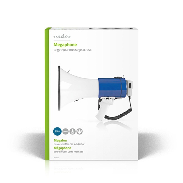 Nedis MEPH200WT megafon, beépített sziréna, hatótávolság 1500 m, 135dB, levehető mikrofon, 25W - Image 6