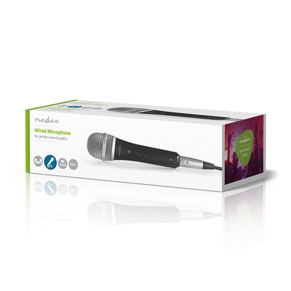 Nedis MPWD50BK dinamikus mikrofon, 5m levehető kábel, 50Hz-15kHz,  600 Omh, 72dB, utazó tok, integrált kapcsoló, fekete - Image 4