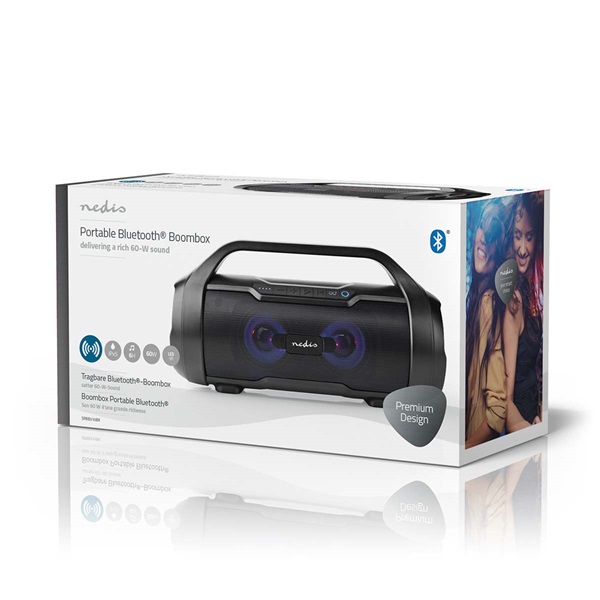 Nedis SPBB310BK akkumulátoros party boombox, 120W, Bluetooth, 10 m hatótávolság, USB, microSD , 6 óra vez nélkül - Image 7