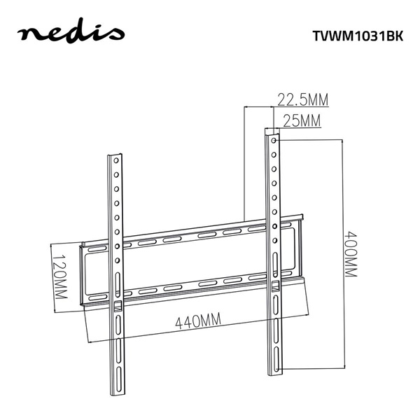 Nedis TVWM1031BK LCD TV / monitor fali tartó konzol 23 - 55 "  Max. teherbírás: 35 kg,  Min. faltávolság: 23 mm - Image 4