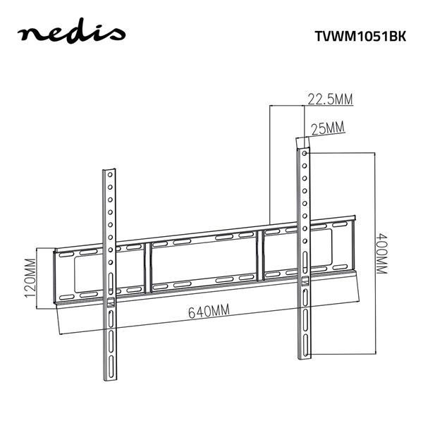 Nedis TVWM1051BK LCD TV / monitor fali tartó fix 37 - 70 "  Max. teherbírás: 35 kg,  Min. faltávolság: 23 mm - Image 4