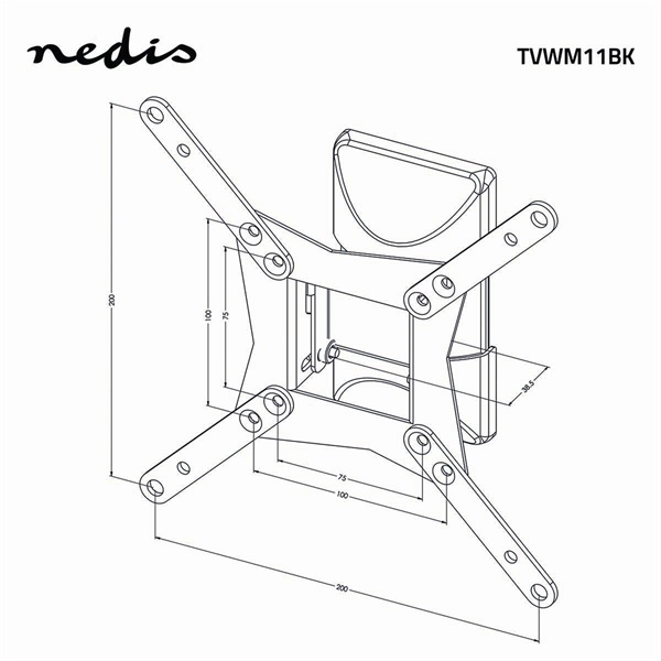 Nedis TVWM11BK LCD TV / monitor fali tartó konzol, 10 - 32 ", max. teherbírás: 30 kg, dönthető, forgatható - Image 10