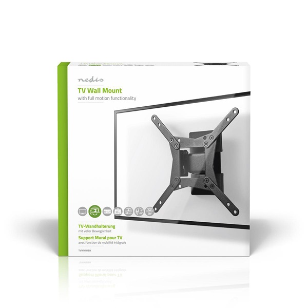 Nedis TVWM11BK LCD TV / monitor fali tartó konzol, 10 - 32 ", max. teherbírás: 30 kg, dönthető, forgatható - Image 8