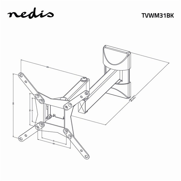 Nedis TVWM31BK 10 - 32 "  LCD TV / monitor fali tartó konzol, dönthető, forgatható, faltáv: 68 -370mm, 30kg - Image 10
