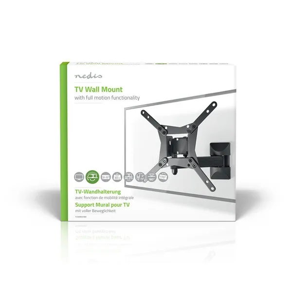 Nedis TVWM31BK 10 - 32 "  LCD TV / monitor fali tartó konzol, dönthető, forgatható, faltáv: 68 -370mm, 30kg - Image 8