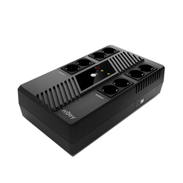 NJOY_Szunetmentes_Token_600_600VA_360W_Line-Interactive-i652612.png NJOY Szünetmentes 600VA - Token 600 (8 Schuko, line-interaktív, HID USB, túlfeszültség védett, fekete) - Image 1