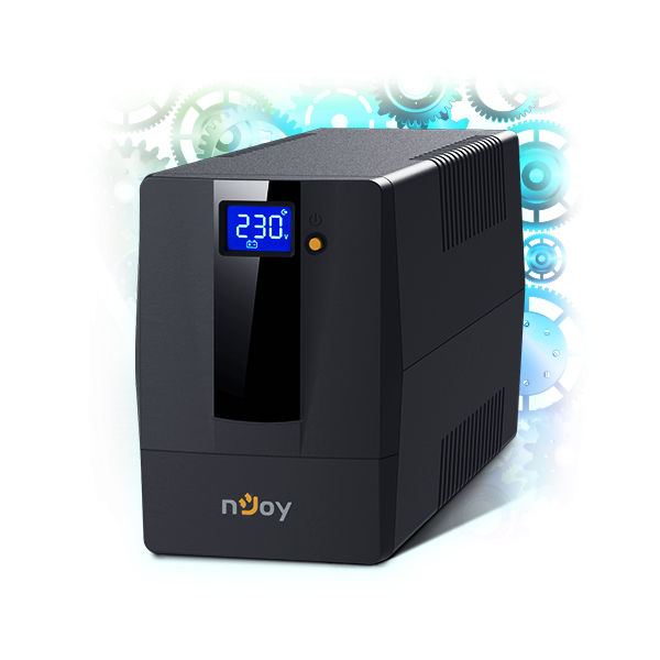 NJOY Szünetmentes  800VA - Horus Plus 800 (2 Schuko, line-interaktív, RJ11 védelem, USB, szoftver, LCD kijelző, fekete) - Image 2