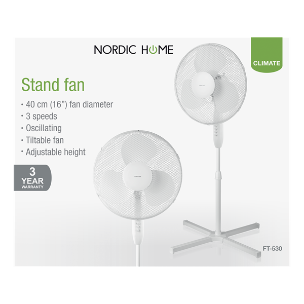 NORDIC HOME FT-530  41cm állóventilátor, 3 év garancia, teljesítmény: 50W,  oszcilláló, 3 sebesség fokozat, dönthető - Image 4