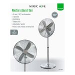 NORDIC HOME FT-562 fém állóventilátor, 3 év garancia, erős stabil kivitel, átmérő: 45 cm, teljesítmény: 60W, 3 fokozat - Image 4