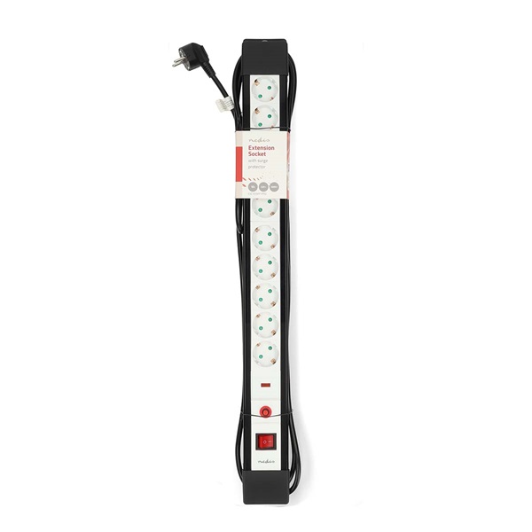 Nedis ESC103SPF1PRO 10 aljzatos elosztó túlfeszűltségvédelemmel, H05VV-F 3G1.5mm2 , 3680 W, 16A, hossz 3m - Image 3