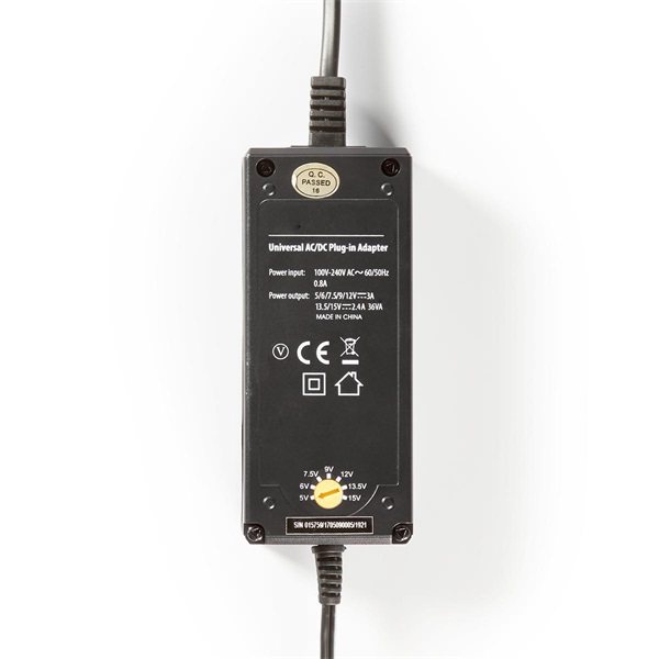Nedis ACPA004 univerzális AC-DC tápegység, állítható 5V-15V, 36W, 2,4 - 3A, 6 cserélhető táp dugó - Image 2