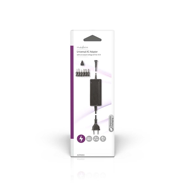 Nedis ACPA004 univerzális AC-DC tápegység, állítható 5V-15V, 36W, 2,4 - 3A, 6 cserélhető táp dugó - Image 3