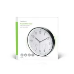 Nedis CLWA4226BK falióra, 30 cm átmérő,  műanyag, csendes szerkezet: óra, hőmérő, páratartamom mérő - Image 4