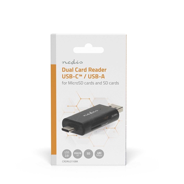 Nedis CRDRU2110BK USB2.0 - USBC kártyaolvasó microSD (TF) / microSDHC (TF) / microSDXC (TF) / SD / SDHC / SDXC - Image 6