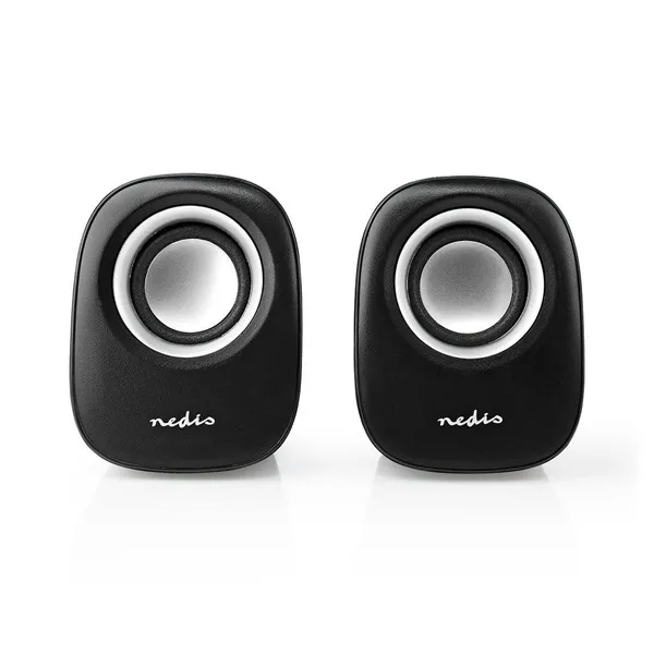 Nedis CSPR10020BK PC hangszóró 2.0, 12 W, 3,5mm sztereo jack, USB-ről táplált, hangerőszabályzó - Image 1
