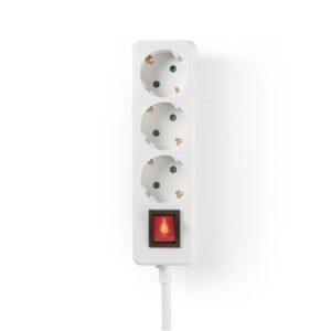 Nedis EXSO315F2WTB földelt 3 aljzatos kapcsolós elosztó, 1,5m, H05VV-F 3G1,5mm2, 3680 W | 16 A