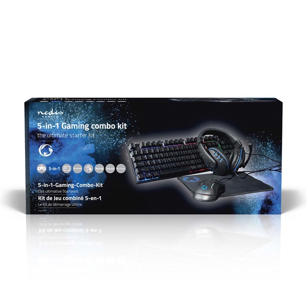 Nedis GCK51110BKUS gamer 5 az 1-ben készlet, Angol Billentyűzet, Headset, Egér, Egérpad és adapter kábel, QWERTY - Image 8