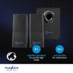 Nedis GSPR10021BK aktív gamer hangszóró 2.1, USB tápellátás, 3,5 mm jack, 30 W, Hangerőszabályozó - Image 5