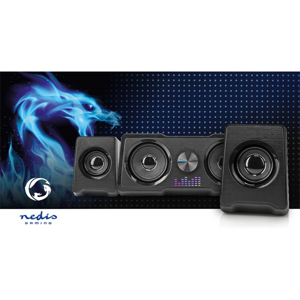 Nedis GSPR21022BK gamer hangszóró készlet, csatornák: 2.2, USB tápellátás, 3,5 mm jack, 48 W, LED, hangerőszabályozó - Image 15
