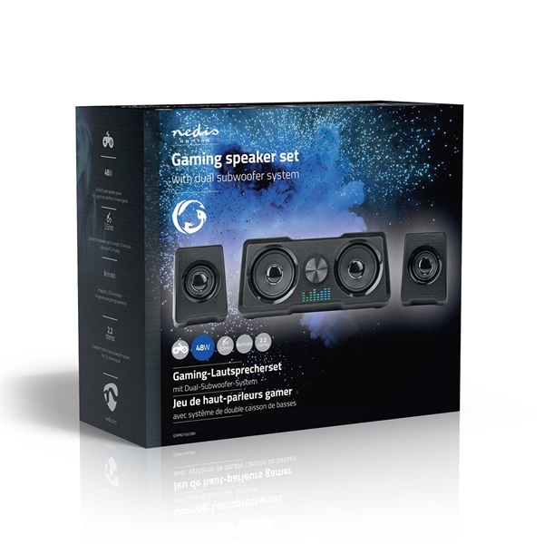 Nedis GSPR21022BK gamer hangszóró készlet, csatornák: 2.2, USB tápellátás, 3,5 mm jack, 48 W, LED, hangerőszabályozó - Image 13