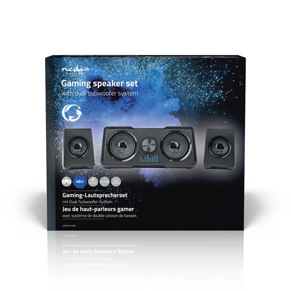 Nedis GSPR21022BK gamer hangszóró készlet, csatornák: 2.2, USB tápellátás, 3,5 mm jack, 48 W, LED, hangerőszabályozó - Image 11