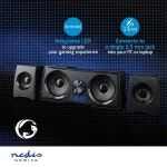 Nedis GSPR21022BK gamer hangszóró készlet, csatornák: 2.2, USB tápellátás, 3,5 mm jack, 48 W, LED, hangerőszabályozó - Image 7